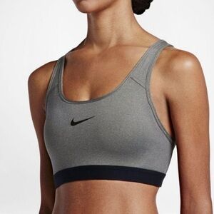 Nike Women's Charcoal and Black Dri-Fit Sports Bra